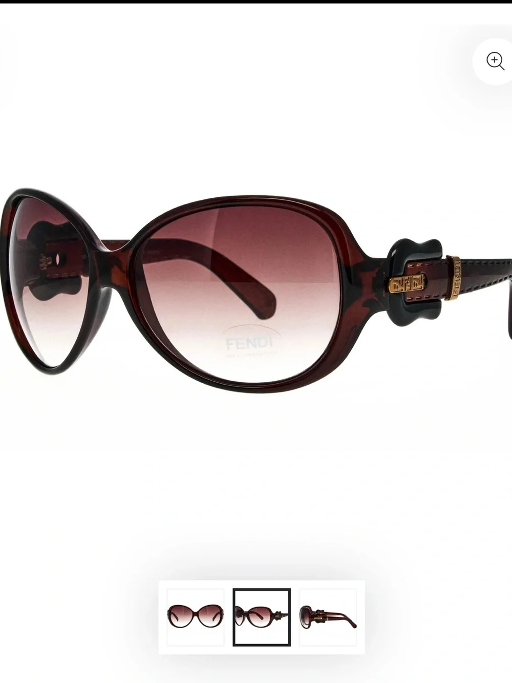 Vintage Fendi Burgundy Gradient Oval Sunglasses with Gold Accents